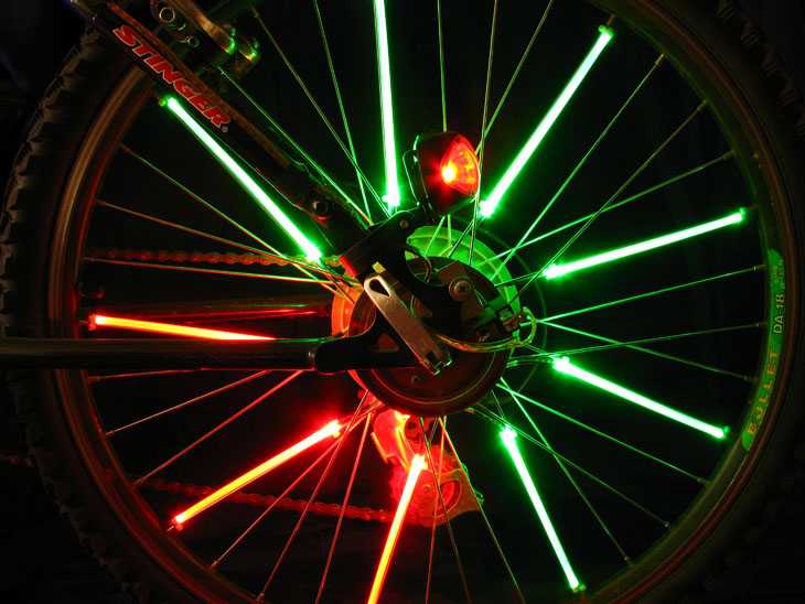 Подсветка для велосипеда на колеса и спицы, неоновая, светодиодная и led как сделать